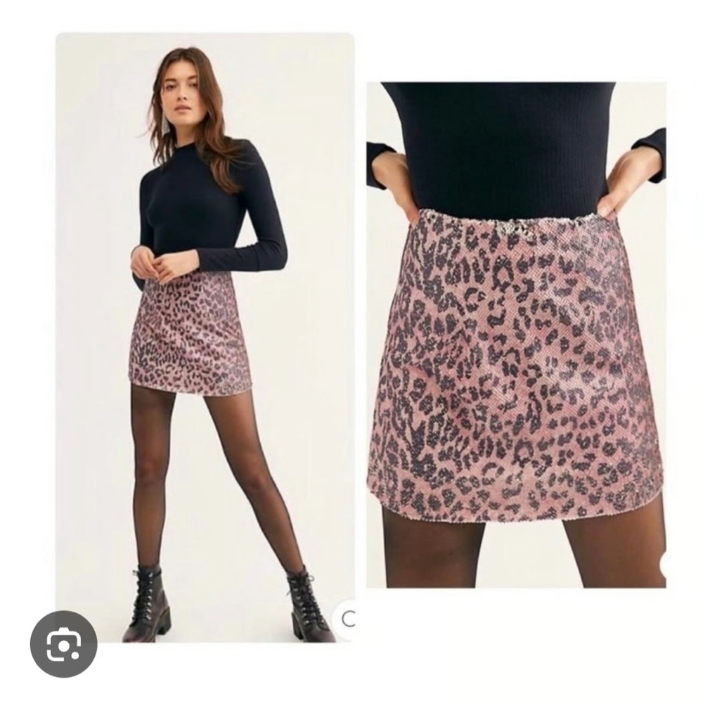 Free People‎ sequin Leopard Mini Skirt
